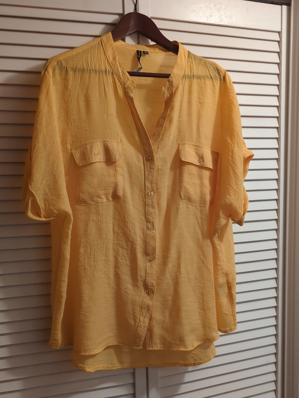 Ashley Blue Lightweight Yellow Button-Front Blouse